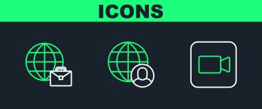 Kamera Çevrimiçi ve Freelancer simgesini çalıştır. Vektör.