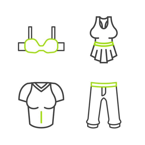 Set Line Pants Shirt Undershirt Bra Icon Vector — ストックベクタ