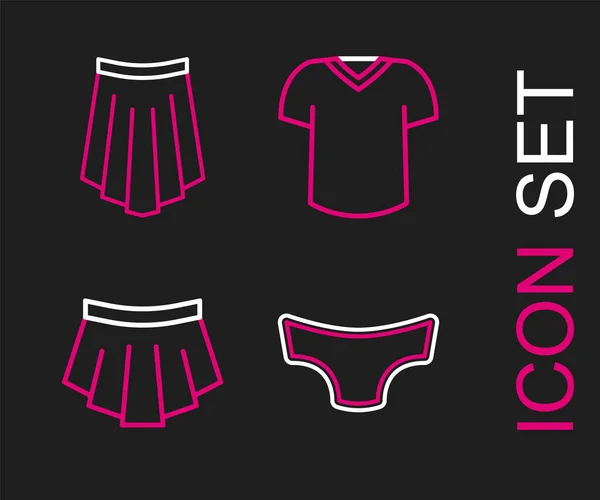 Set Line Men Underpants Skirt Shirt Icon Vector — Vector de stock