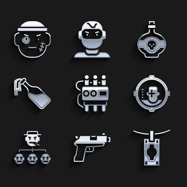 Set Horloge Dynamite Minuterie Pistolet Pistolet Blanchiment Argent Headshot Mafia — Image vectorielle