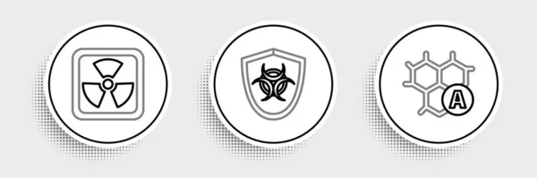 Set Line Chemical Formula Radioactive Biohazard Symbol Shield Icon Vector — 图库矢量图片