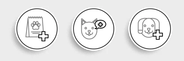Set Line Veterinary Clinic Symbol Bag Food Dog Icon Vector — Image vectorielle