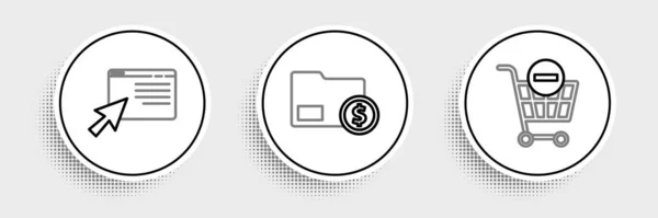 Set Line Remove Shopping Cart Online Screen Envelope Coin Dollar — Image vectorielle