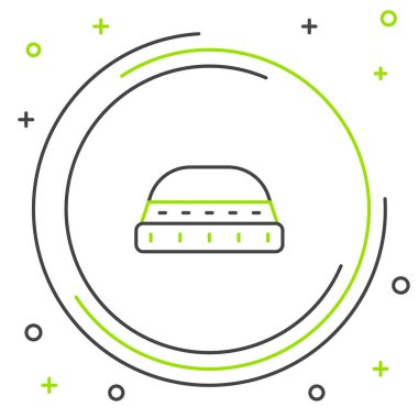 Dua ikonu için çizgi Müslüman şapkası beyaz arka planda izole edilmiş. İslam dini şapkası. Renkli taslak konsepti. Vektör.