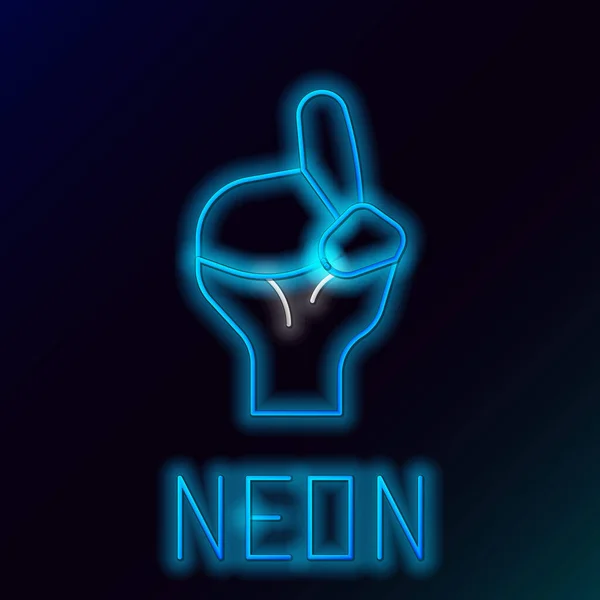 Glowing Neon Line Hands Praying Position Icon Isolated Black Background — Image vectorielle
