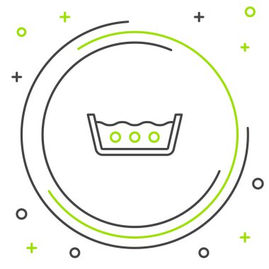 Beyaz arka planda izole edilmiş 50 santigrat derecenin altında çizgi yıkama ikonu. Sıcaklık temizliği. Renkli taslak konsepti. Vektör.