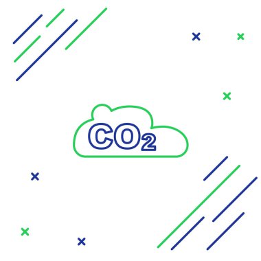 Bulut simgesindeki çizgi CO2 emisyonları beyaz arkaplanda izole edildi. Karbondioksit formülü, duman kirliliği konsepti, çevre konsepti. Renkli taslak konsepti. Vektör.