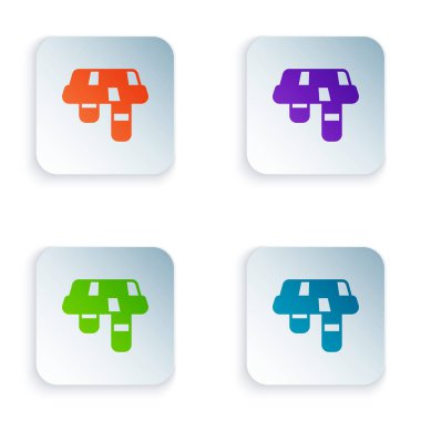 Color Winter scarf icon isolated on white background. Set colorful icons in square buttons. Vector.