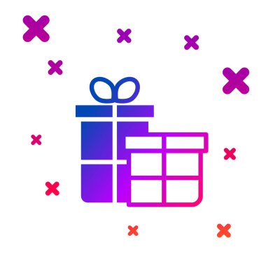 Color Gift box icon isolated on white background. Merry Christmas and Happy New Year. Gradient random dynamic shapes. Vector.