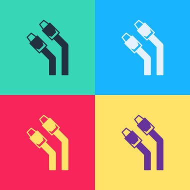 Pop art LAN cable network internet icon isolated on color background. Vector.