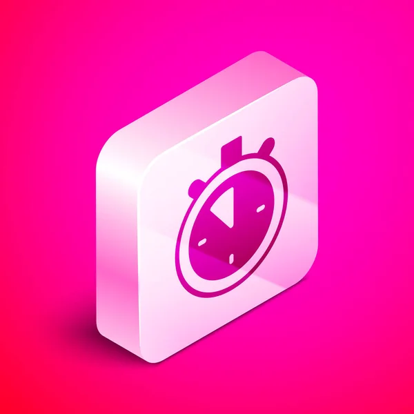 Isometric Stopwatch Icon Isolated Pink Background Time Timer Sign Chronometer — Stockvector