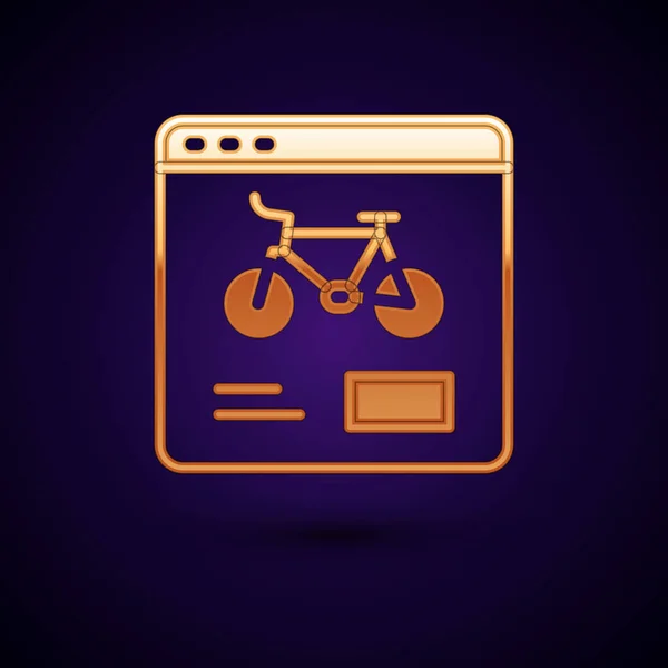 Gold Bicycle Rental Mobile App Icône Isolée Sur Fond Noir — Image vectorielle