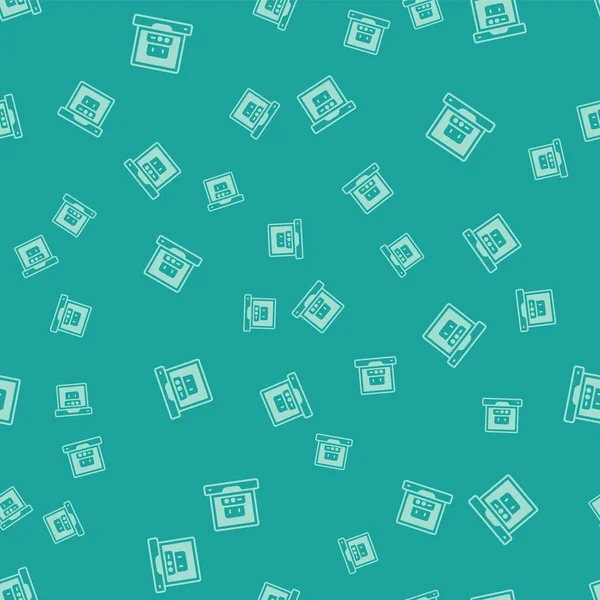 Green Creating Robot Icon Isolated Seamless Pattern Green Background Artificial — 图库矢量图片