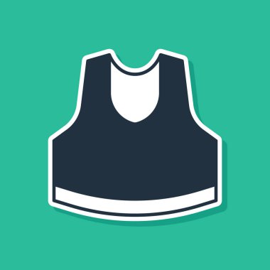 Mavi Undershirt simgesi yeşil arkaplanda izole edildi. Vektör.
