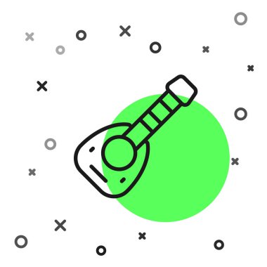 Beyaz zemin üzerinde izole edilmiş siyah çizgi müzik enstrümanı Lavta simgesi. Arapça, doğulu, Yunan müzik aleti. Vektör.