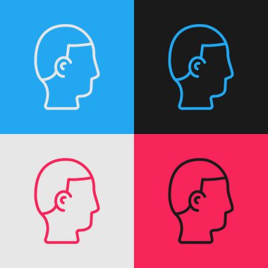 Pop art line Hairstyle for men icon isolated on color background. Vector.