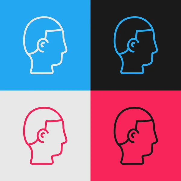 Pop Art Line Hairstyle Men Icon Isolated Color Background Vector — Vector de stock