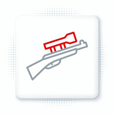 Beyaz arka planda dürbünlü dürbünlü keskin nişancı tüfeği. Renkli taslak konsepti. Vektör.