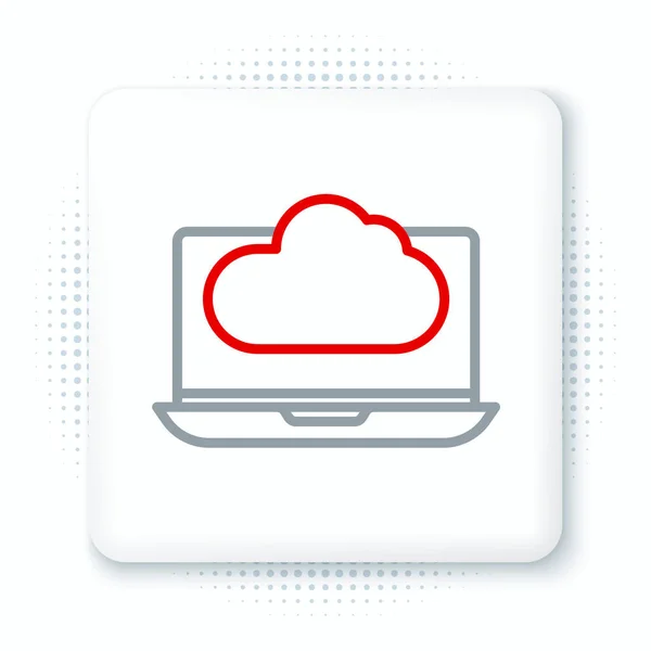 Line Cloud Technology Data Transfer Storage Icon Isolated White Background — Stock Vector