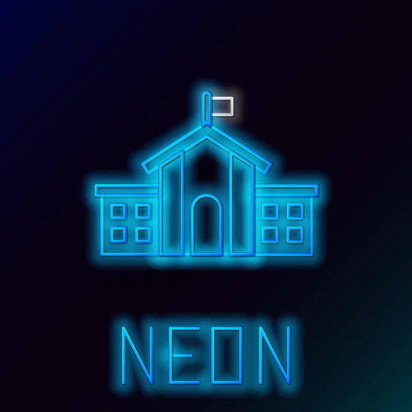 Glödande Neon Linje United States Capitol Congress Ikon Isolerad Svart — Stock vektor