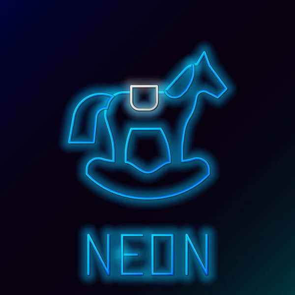 Glödande Neon Line Trä Häst Sadel Swing För Små Barn — Stock vektor