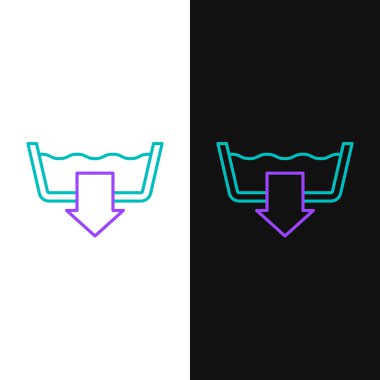 Çizgi yıkama modu simgesi beyaz ve siyah arkaplanda izole edildi. Sıcaklık temizliği. Renkli taslak konsepti. Vektör.