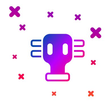 Beyaz arkaplanda izole edilmiş renk gazı maskesi simgesi. Solunum cihazı işareti. Kademeli rastgele dinamik şekiller. Vektör.