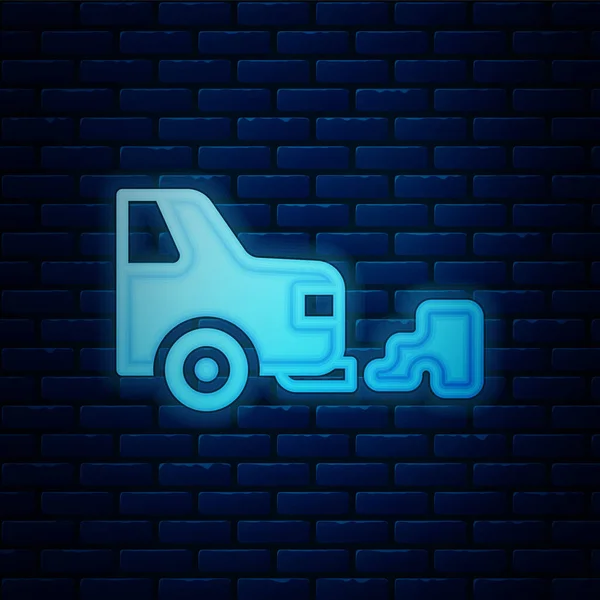 Glowing Neon Car Exhaust Icon Isolated Brick Wall Background Vector — 스톡 벡터