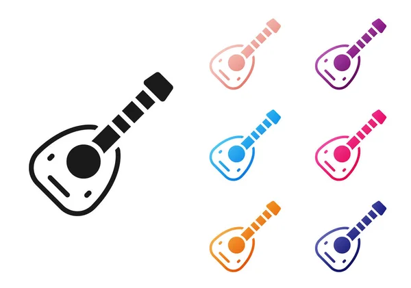 Black Musical Instrument Lute Icon Isolated White Background Arabic Oriental — Stock Vector