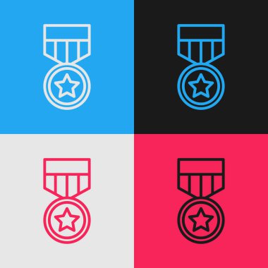 Pop Art Line Askeri Ödül ikonu renk arka planında izole edilmiş. Ordu işareti. Vektör.