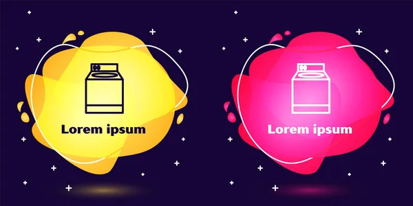 Définir Ligne Icône Laveuse Isolé Sur Fond Bleu Icône Machine — Image vectorielle