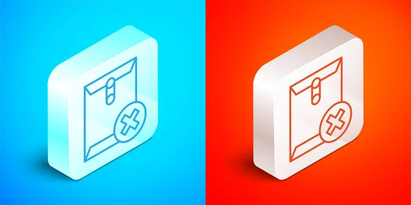 Isometric Line Delete Envelope Icon Isolated Blue Red Background Delete — 스톡 벡터