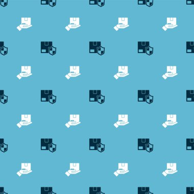 Set Delivery security with shield and insurance on seamless pattern. Vector.