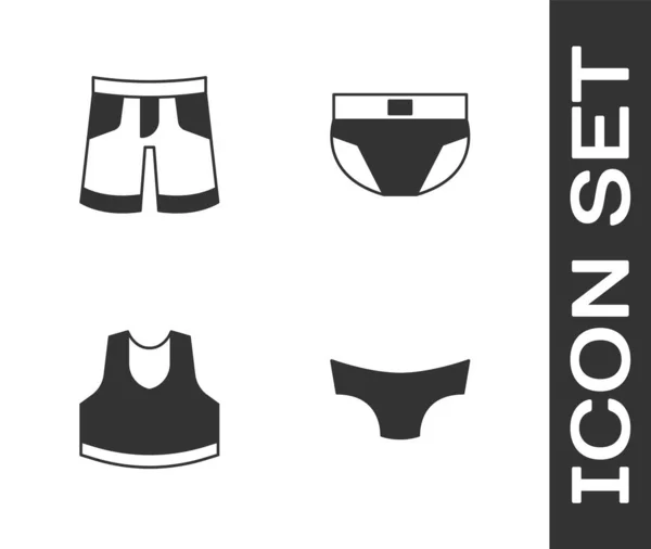 Set Men Underpants Short Undershirt Icon Vector — Vector de stock
