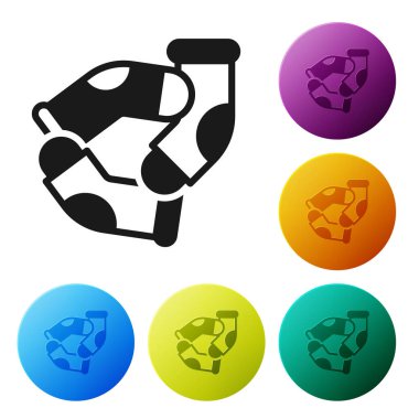 Siyah Çorap simgesi beyaz arka planda izole edildi. Simgeleri renk daire düğmelerine ayarla. Vektör.