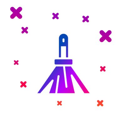 Beyaz arkaplanda renk süpürgesi simgesi izole edildi. Temizlik hizmeti konsepti. Kademeli rastgele dinamik şekiller. Vektör.