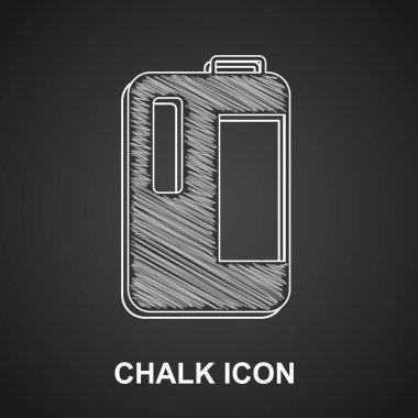 Siyah arka planda izole edilmiş süt ikonu için saplı tebeşir plastik şişe. Bir galon süt. Vektör.