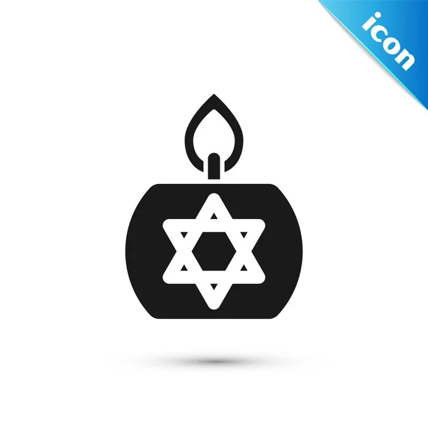 Grey Burning Candle Candlestick Star David Icon Isolated White Background — стоковый вектор