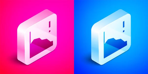 Isometric Financial Growth Decrease Icon Isolated Pink Blue Background Increasing — Wektor stockowy
