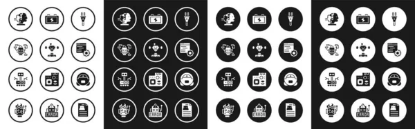 Set Electric Plug Disassembled Robot Robot Maintenance Computer Api Interface — Stockový vektor