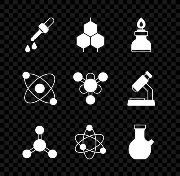Set Pipette Chemical Formula Alcohol Spirit Burner Molecule Atom Test — 图库矢量图片