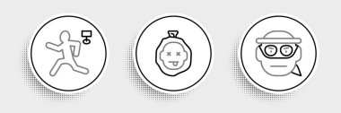 Set line Bandit Murder and icon. Vector.