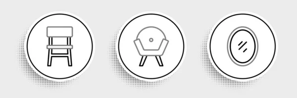 Set Line Mirror Chair Armchair Icon Vector — Stockový vektor