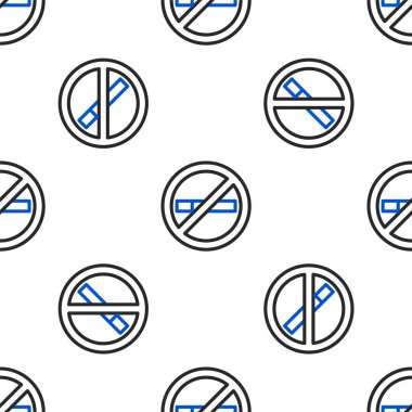 Sigara içilmeyen çizgi beyaz arkaplanda izole edilmiş kusursuz desen. Sigara sembolü. Renkli taslak konsepti. Vektör.