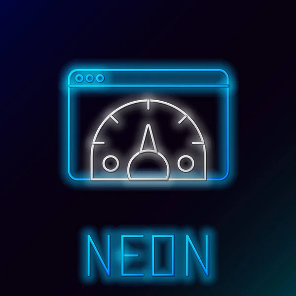 Glödande Neon Line Webbanalys Information Och Utveckling Webbplats Statistisk Ikon — Stock vektor