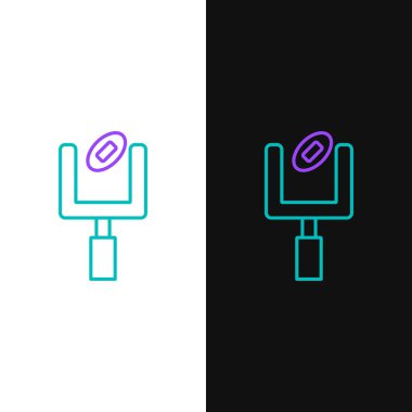 Line American football goal post and football ball icon isolated on white and black background. Colorful outline concept. Vector.