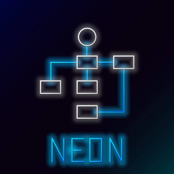 Zářící Neonová Čára Business Hierarchy Organogram Graf Infographics Ikona Izolované — Stockový vektor