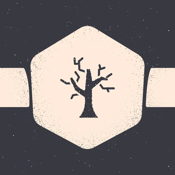 Grunge Withered Tree Icon Isolated Grey Background Bare Tree Dead — Vector de stock