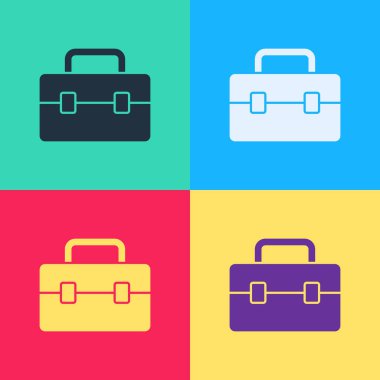 Pop Art Toolbox simgesi renk arkaplanında izole edildi. Alet kutusu tabelası. Vektör.