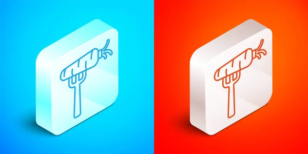Isometric Line Carrot Fork Icon Isolated Blue Red Background Silver — Archivo Imágenes Vectoriales